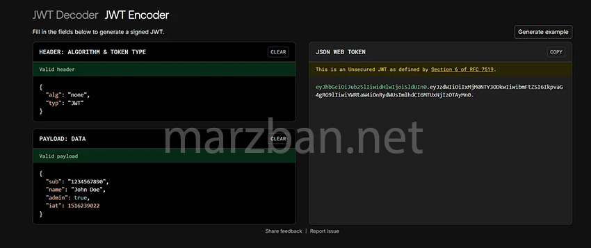 Send the modified token to the server